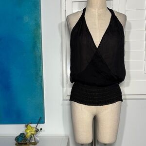 Vintage Y2K bebe Elegant Black Halter Top